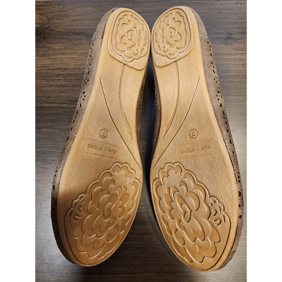 Sun Stone Cut Out Perforated Ballet Flats Moccasins - 7 M- Dark Taupe Gray Grey - Picture 9 of 11